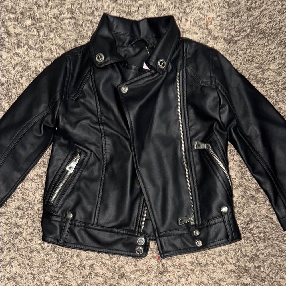 Kids Black Faux Leather Jacket